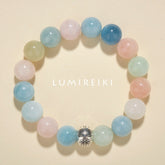 Lumi Reiki Morganite Crystal Close - up - Love - Symbol Stone for Emotional Soothing and Love Magnetism